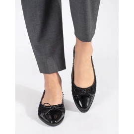 Balerini cu sclipici negre cu fundita negru 1