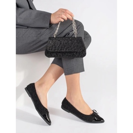 Balerini cu sclipici negre cu fundita negru 2