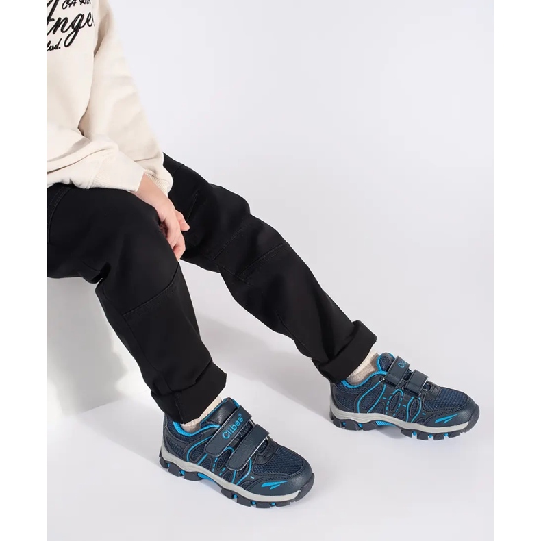 Pantofi sport pentru băieți bleumarin cu velcro albastru 2