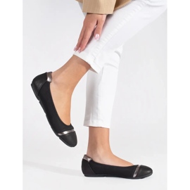 Balerini plate negri din imitatie de piele negru 2