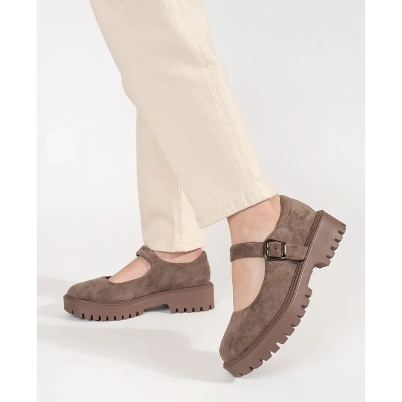 Goodin Pantofi bej pe platforma de piele de piele 1