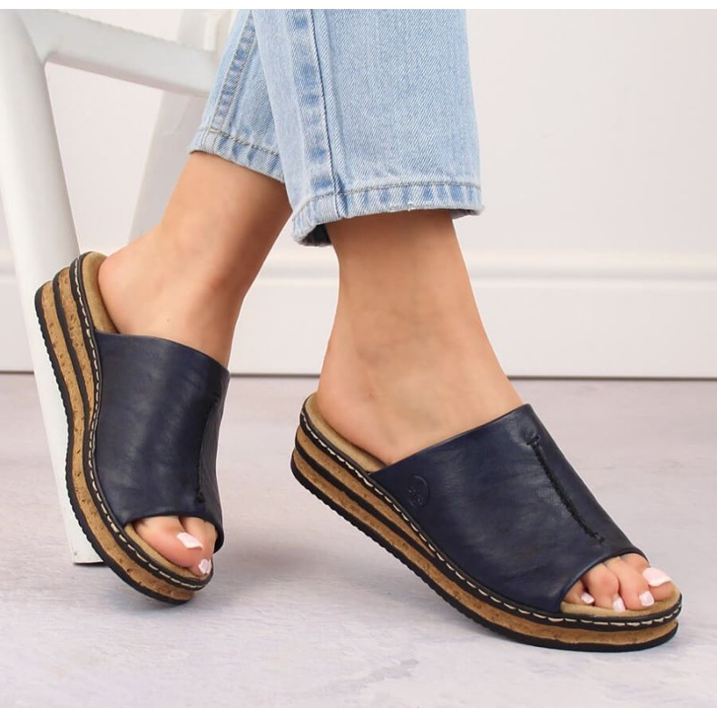 Șlapi confortabili Rieker W RKR670, bleumarin 1