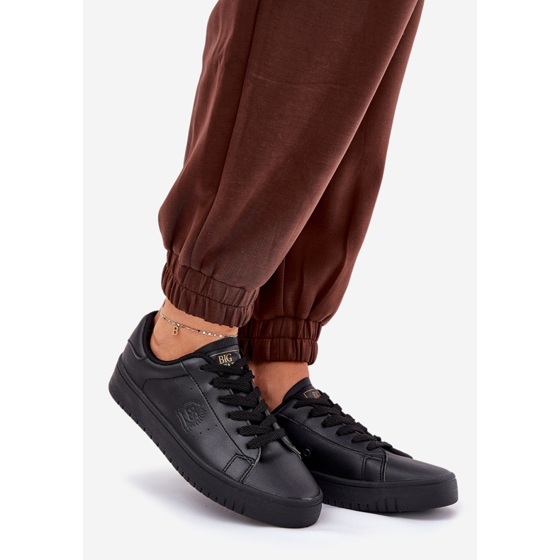 Big Star Adidași cu femei scăzute cu piele ecoasă mare NN274576 Negru 1