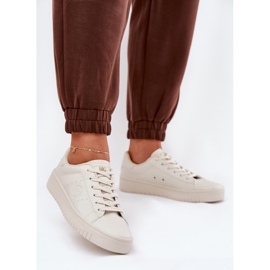 Adidași cu femei scăzute cu piele ecoasă Big Star NN274578 bej 2