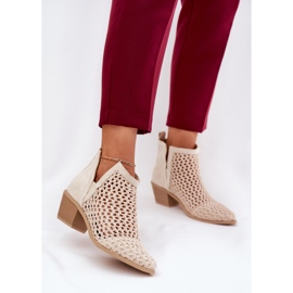 Openwork Women High Heels, cu decupaje și împletituri bej strălucitoare 2