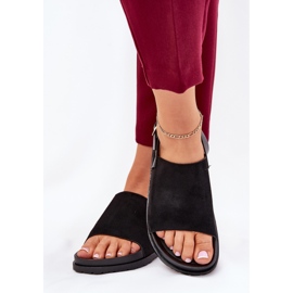 Sandale pentru femei cu Eco Suede pe platformă neagră negru 2