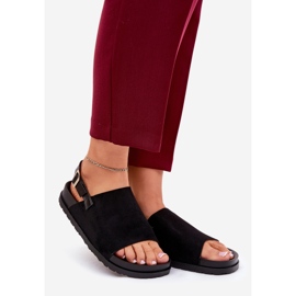 Sandale pentru femei cu Eco Suede pe platformă neagră negru 1