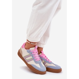 Adidași pentru femei cu multicolor din piele de căprioară Eco bej 1