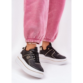 Pantofi sport pentru femei pe platformă neagră negru 2