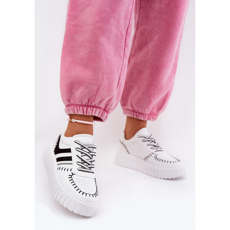 Adidași pentru femei pe platformă Alb și alb 2