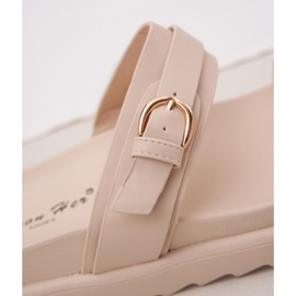 Flip -flops pentru femei pe platformă cu catarame de aur bej 9