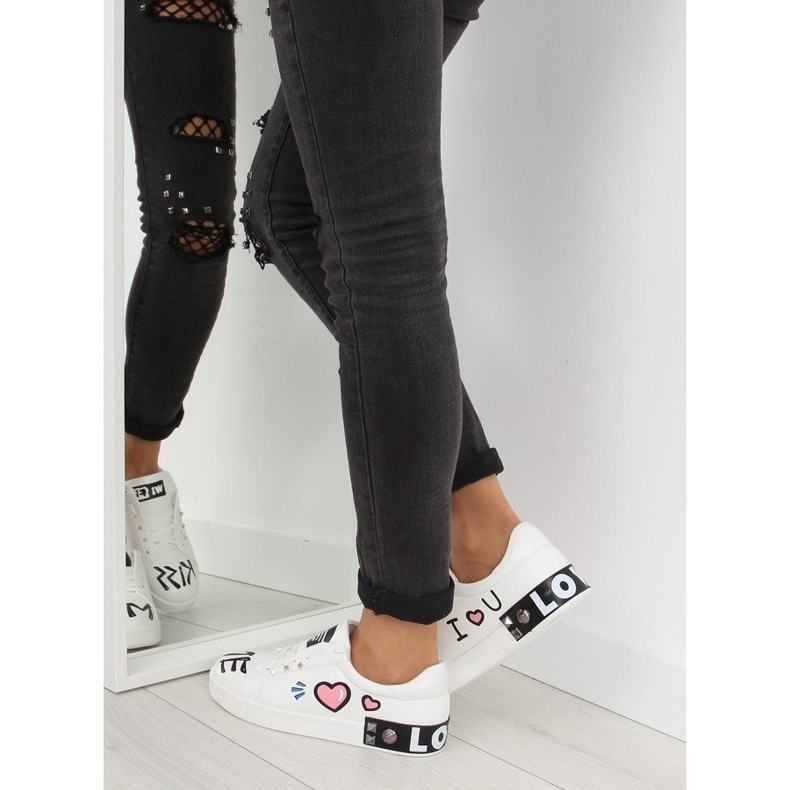 Adidași albi cu inscripții T302 White 1