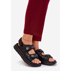 Sandale pentru femei cu detalii decorative Velcro negru 1 Sandale pentru femei cu detalii decorative Velcro negru 1