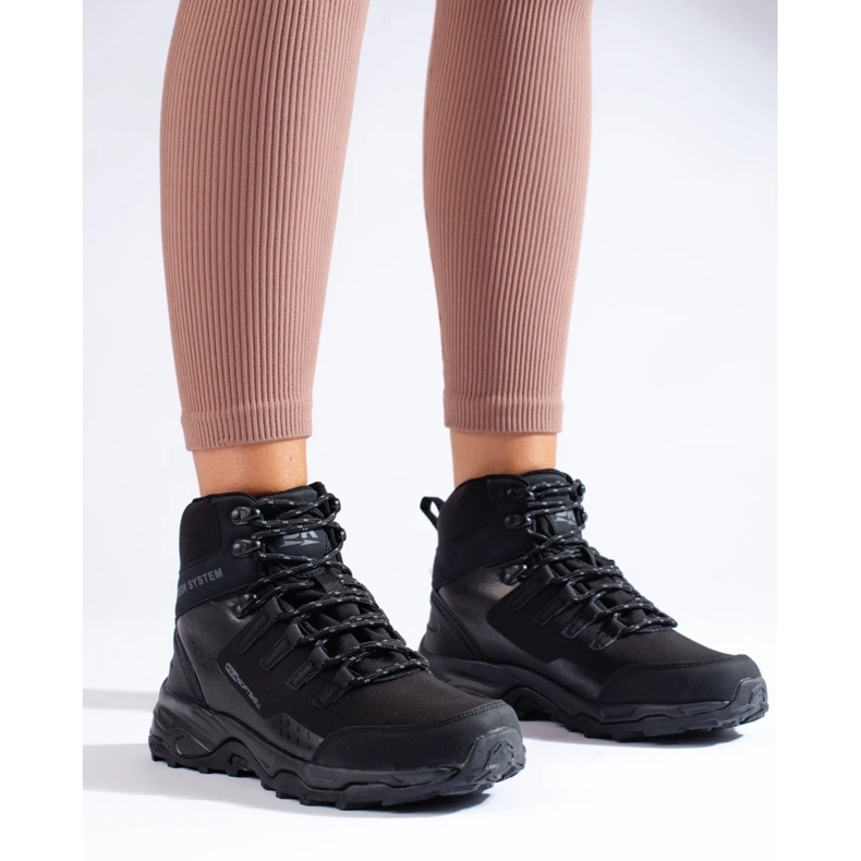 Pantofi de trekking de damă confortabili, cu căptușeală înaltă DK neagră negru 2