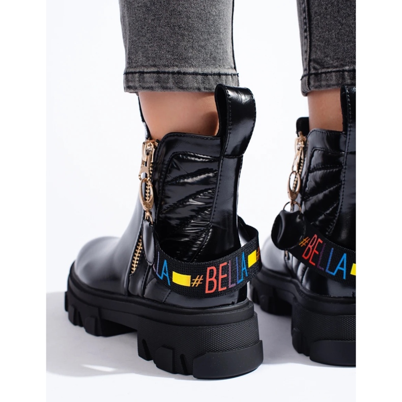 Botine de dama cu platforma negru 2