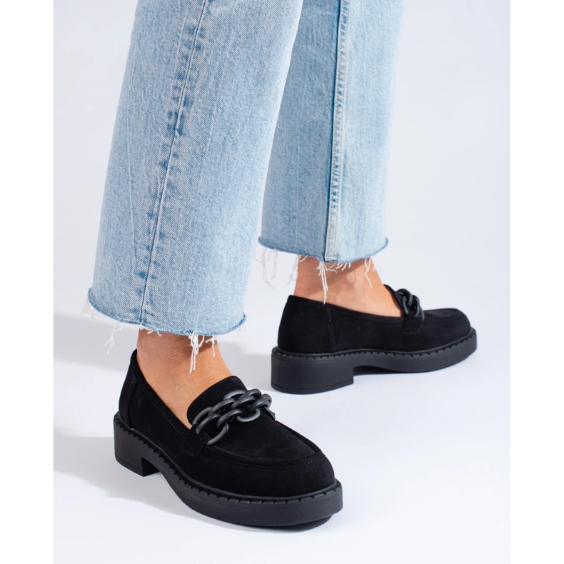 W. Potocki Mocasini de dama Potocki piele intoarsa neagra negru 2