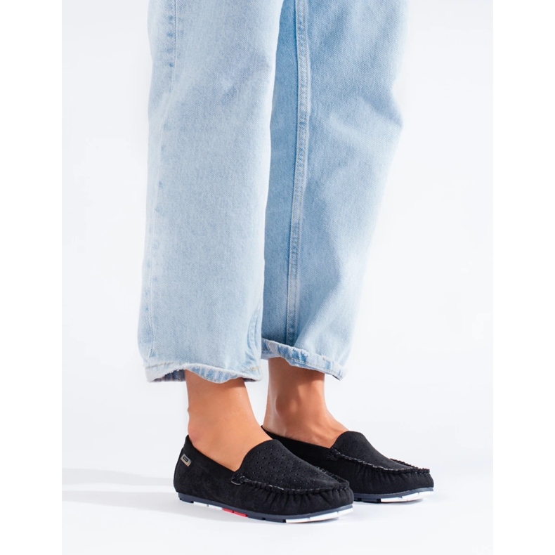 Mocasini negri ajurati Shelovet de dama negru 2