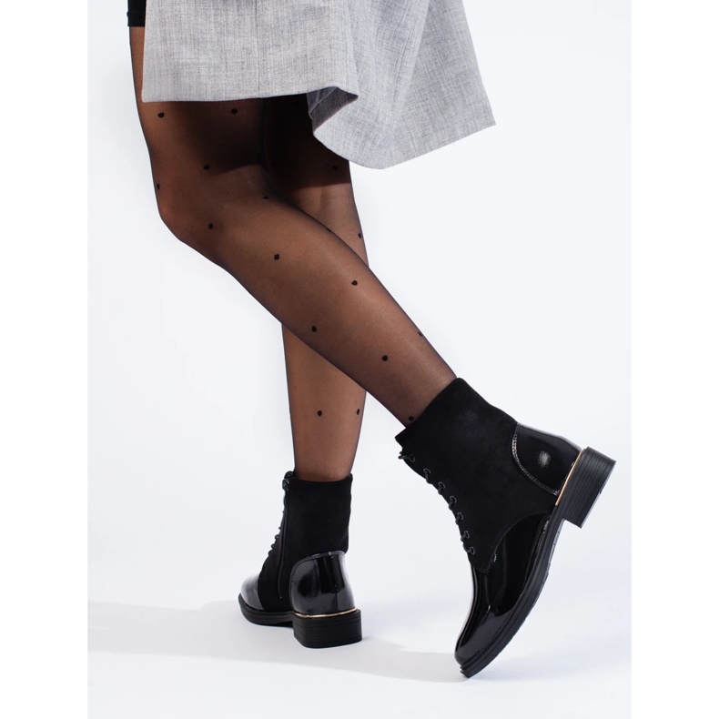 Cizme de muncitori Shelovet de dama neagra cu siret negru 2