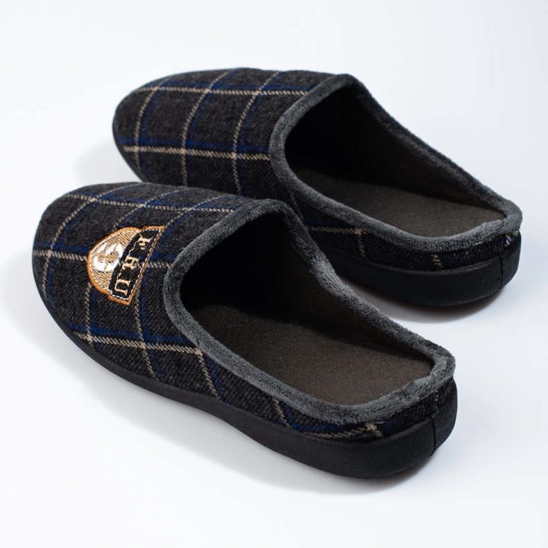 Papuci bărbați în carouri gri Shelovet 2