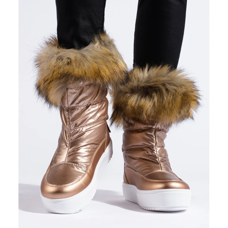 Cizme de zăpadă roz de damă Shelovet cu blană 1