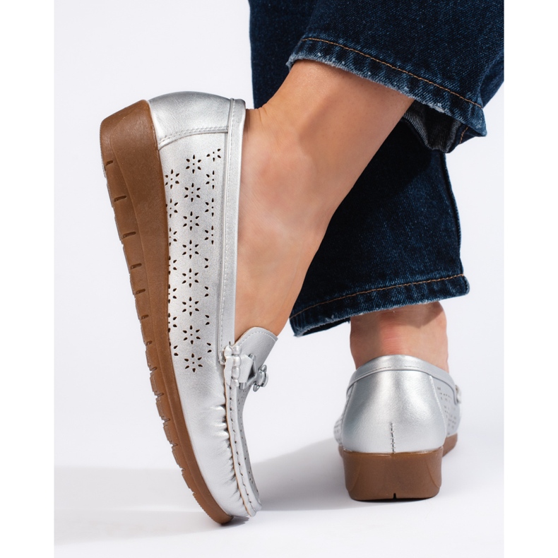 Mocasini de dama argintii 2