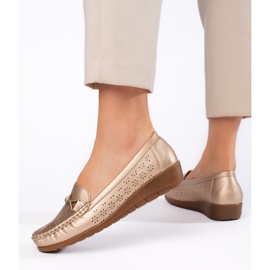 Mocasini de dama aurii de aur 2