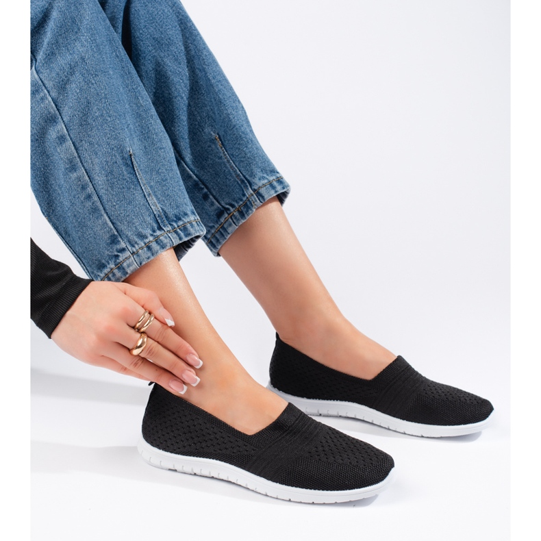 Pantofi sport negri cu slip-on negru 2 Pantofi sport negri cu slip-on negru 2