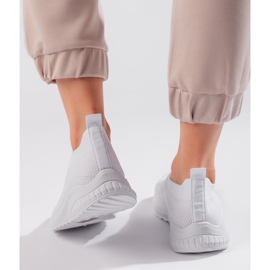 Pantofi sport albi cu slip-on de damă 2
