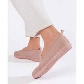 Slip-on din țesătură roz pentru femei 2