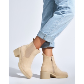 Botine de piele intoarsa bej 2