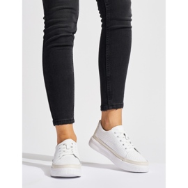 Tenisi albi ajurati din piele marca Sergio Leone 1