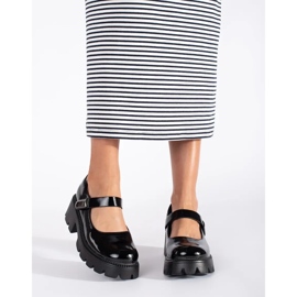 Pantofi de dama cu platforma din piele lacuita neagra negru 2