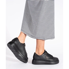 Tenisi negri cu platforma din piele alb 2