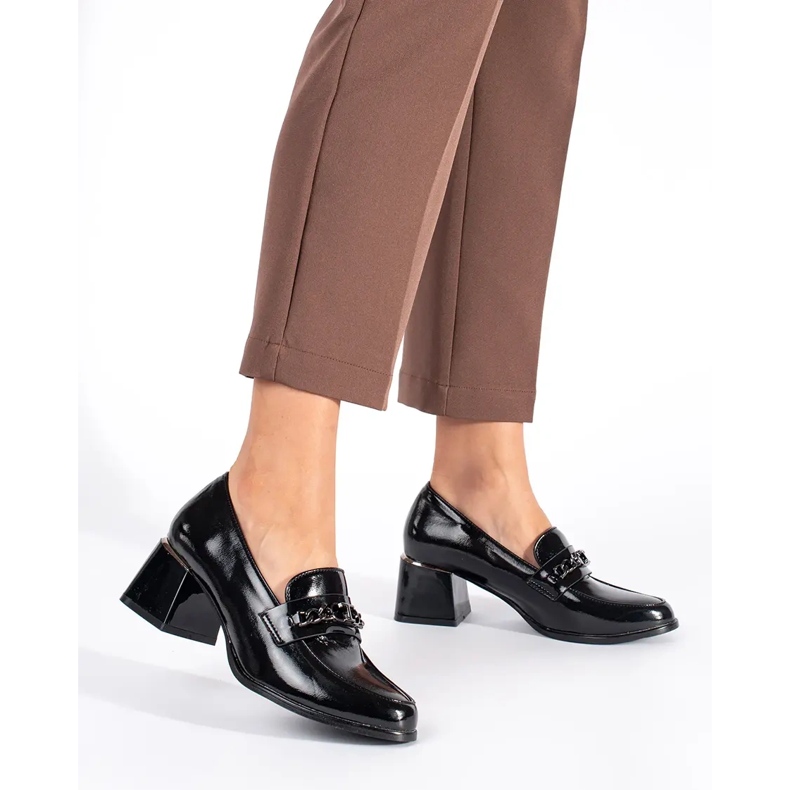 Pantofi cu toc de damă de culoare neagră negru 1