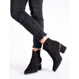 Cizme de cowboy negre ajurate de damă negru 2