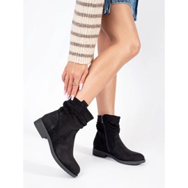 Cizme de cowboy de damă din piele intoarsa neagra negru 1