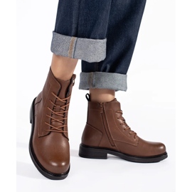 Botine de damă din piele maro cu șireturi de la Sergio Leone 1