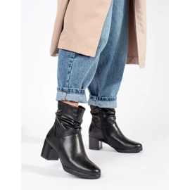 Botine de damă din piele neagră cu partea superioară cu volane de Sergio Leone negru 1