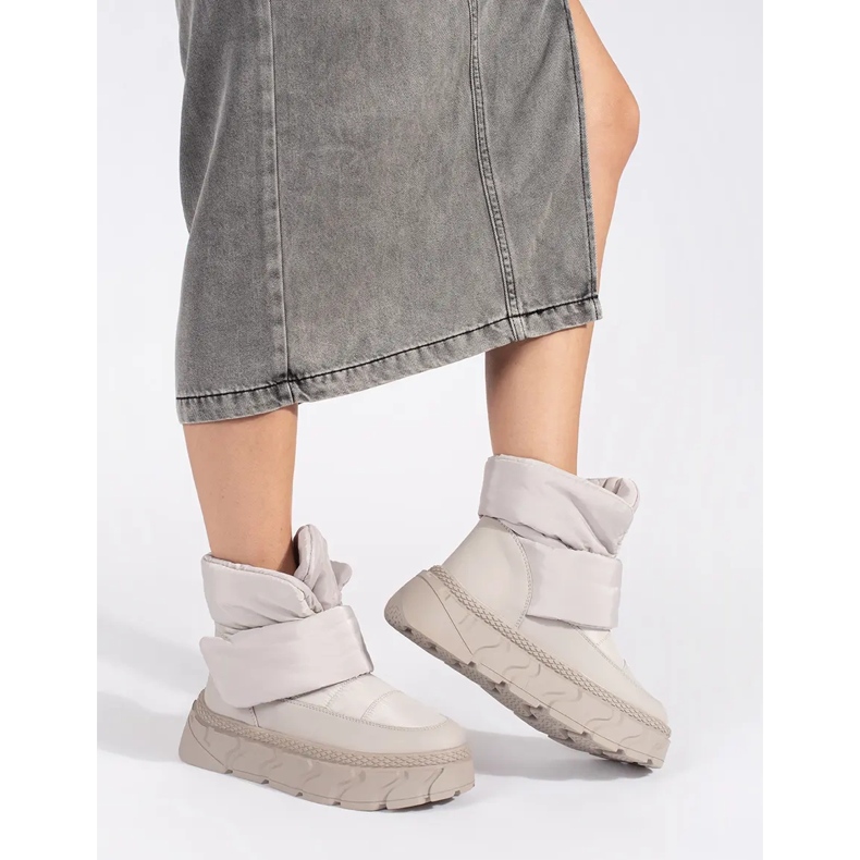 Seastar Cizme de zăpadă de damă izolate gri cu talpă groasă 1