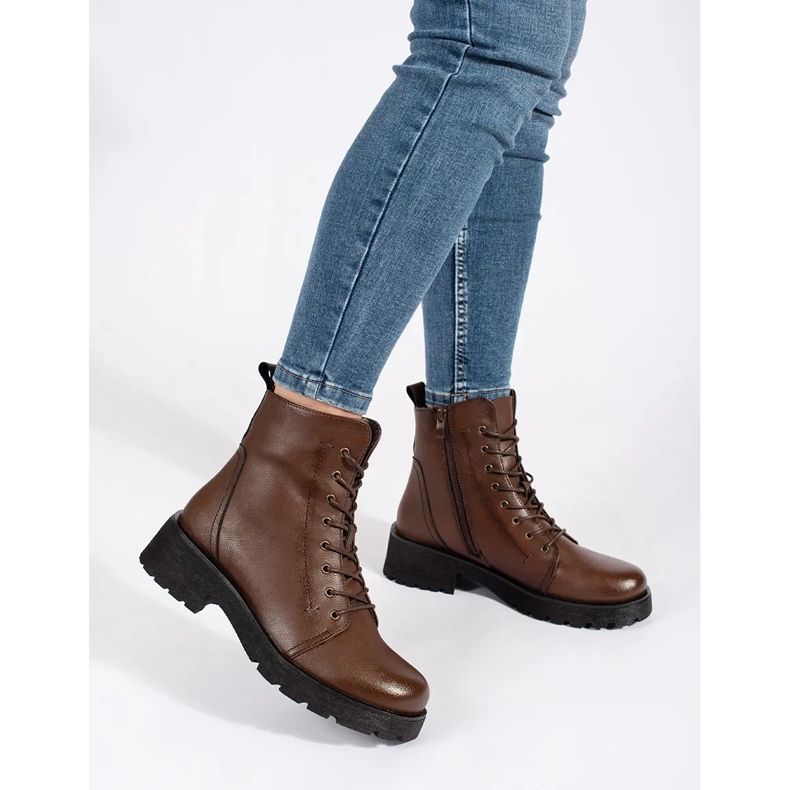 Botine din piele maro închis cu talpă groasă de Sergio Leone 1