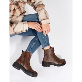 Botine din piele maro închis cu talpă groasă de Sergio Leone 2