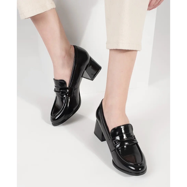 Goodin Mocasini negri de dama cu toc inalt negru 1