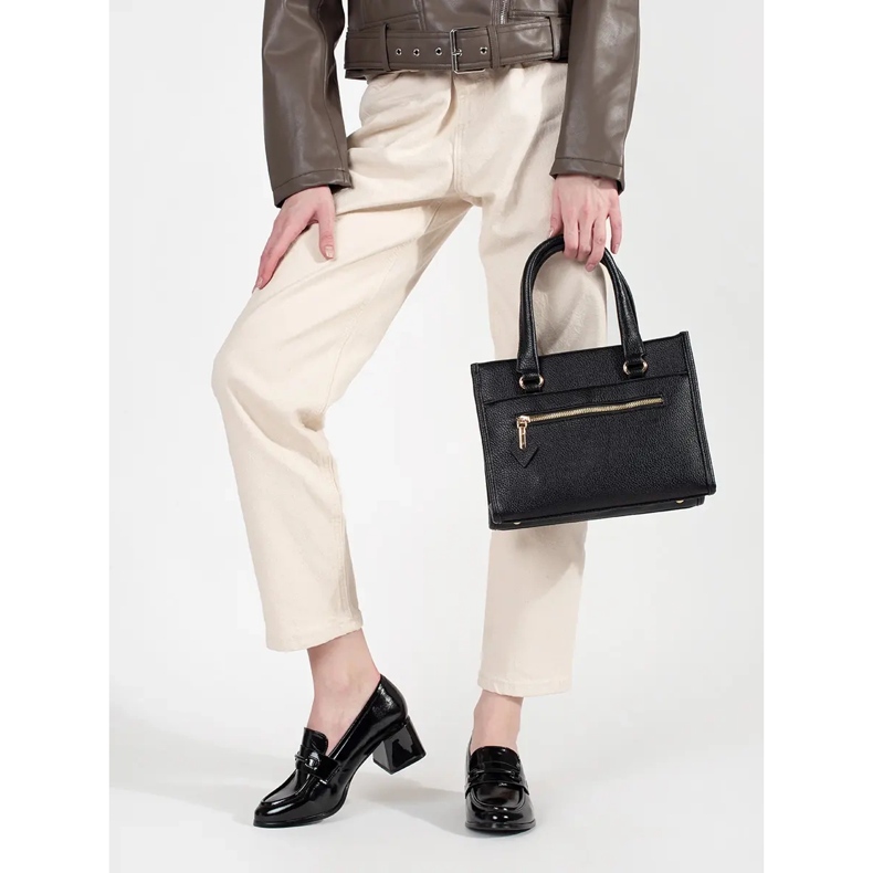 Goodin Mocasini negri de dama cu toc inalt negru 2