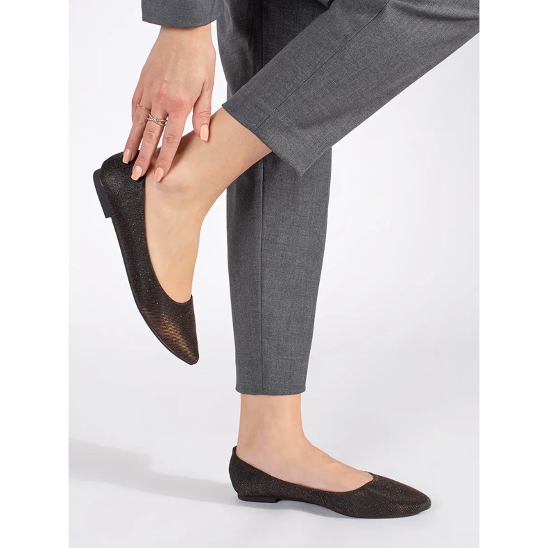 Balerini negri cu sclipici cu toc plat negru 1