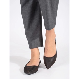 Balerini negri cu sclipici cu toc plat negru 2