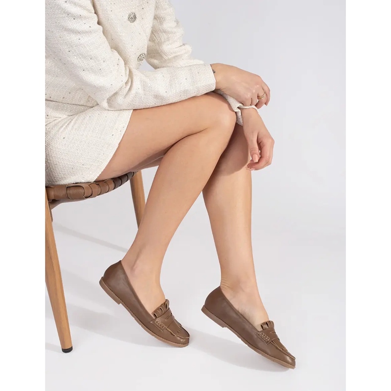 Mocasini de dama maro decorati cu franjuri 2 Mocasini de dama maro decorati cu franjuri 2