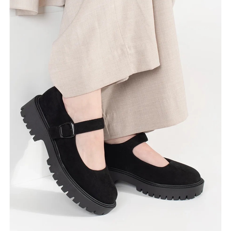 Goodin Pantofi negri pe platforma de piele de piele negru 1