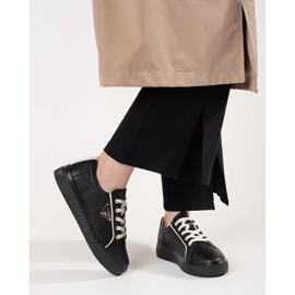 Goodin Adidași din piele neagră pe o talpă groasă negru 1