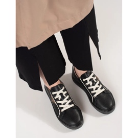 Goodin Adidași din piele neagră pe o talpă groasă negru 2