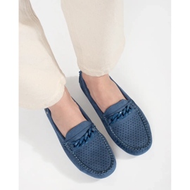 Goodin Blue Openwork Pluse din piele de căprioară pentru femei albastru 2